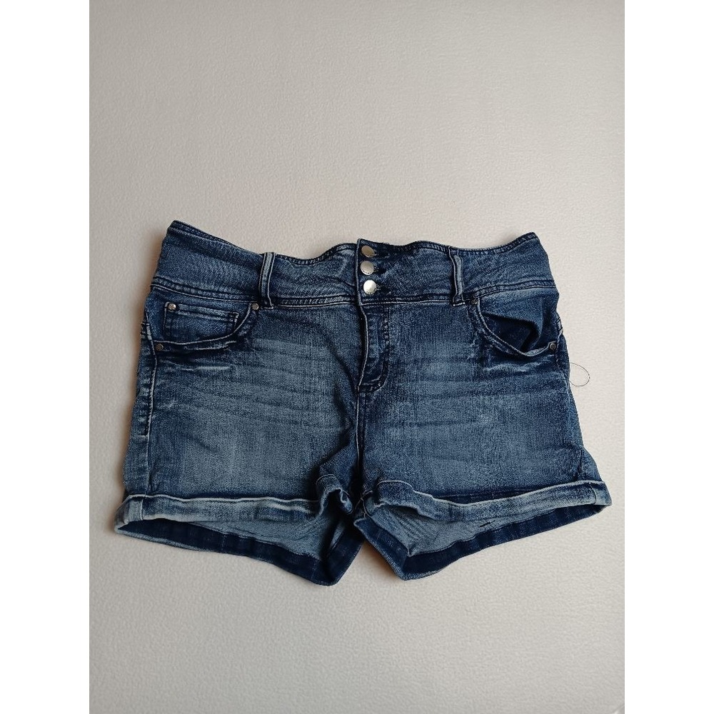 Tinseltown Womens Size 13 Denim Shorts Cuffed Mid Rise Blue Stretch Jean Shorts